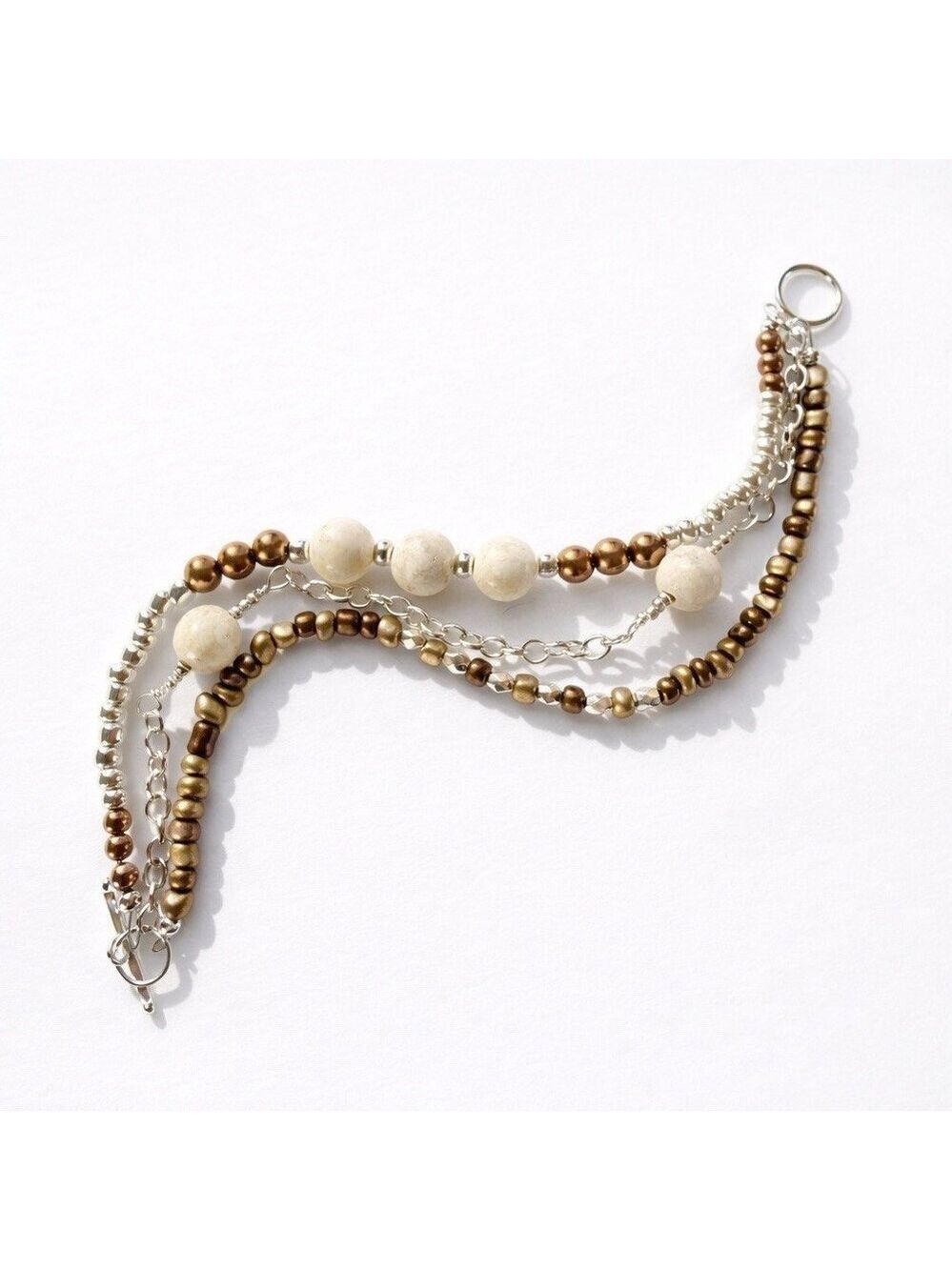 REIMAGINED Scolecite Multi Strand Bracelet 7.5” Handmade